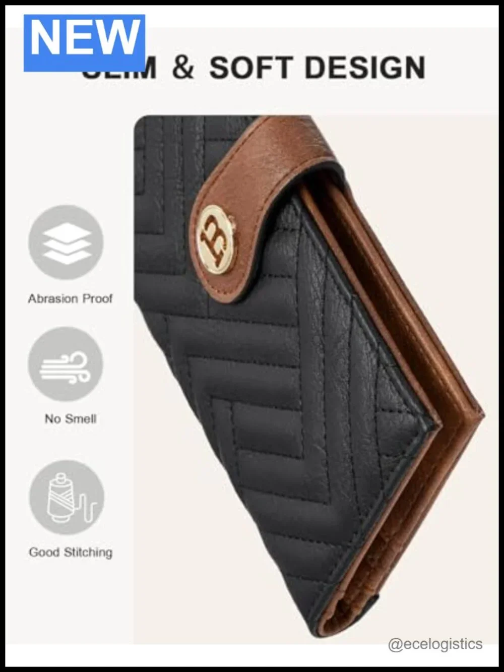 Women's Faux Leather Slim Wallet Crossbody Bag with Zipper